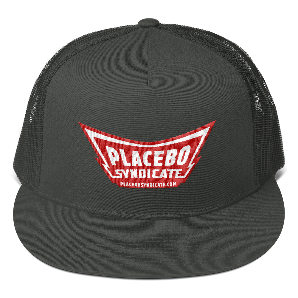 Placebo Syndicate Logo - Red : Mesh Back Snapback Cap